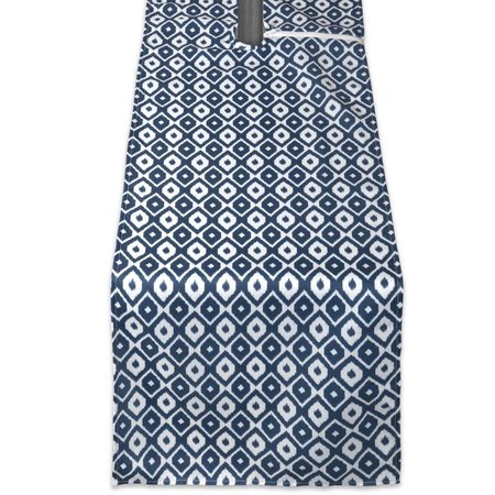DESIGN IMPORTS 14 x 72 in. Outdoor Table Runner with Zipper - Blue Ikat CAMZ38579